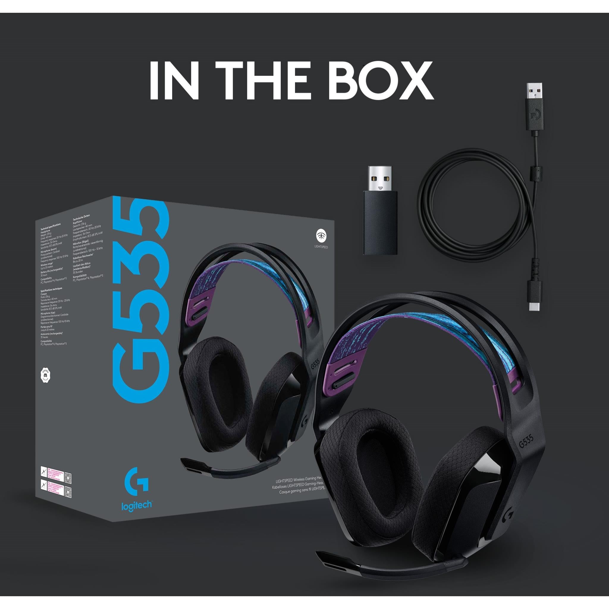 Logitech G535 LIGHTSPEED Wireless Gaming Headset (Black)