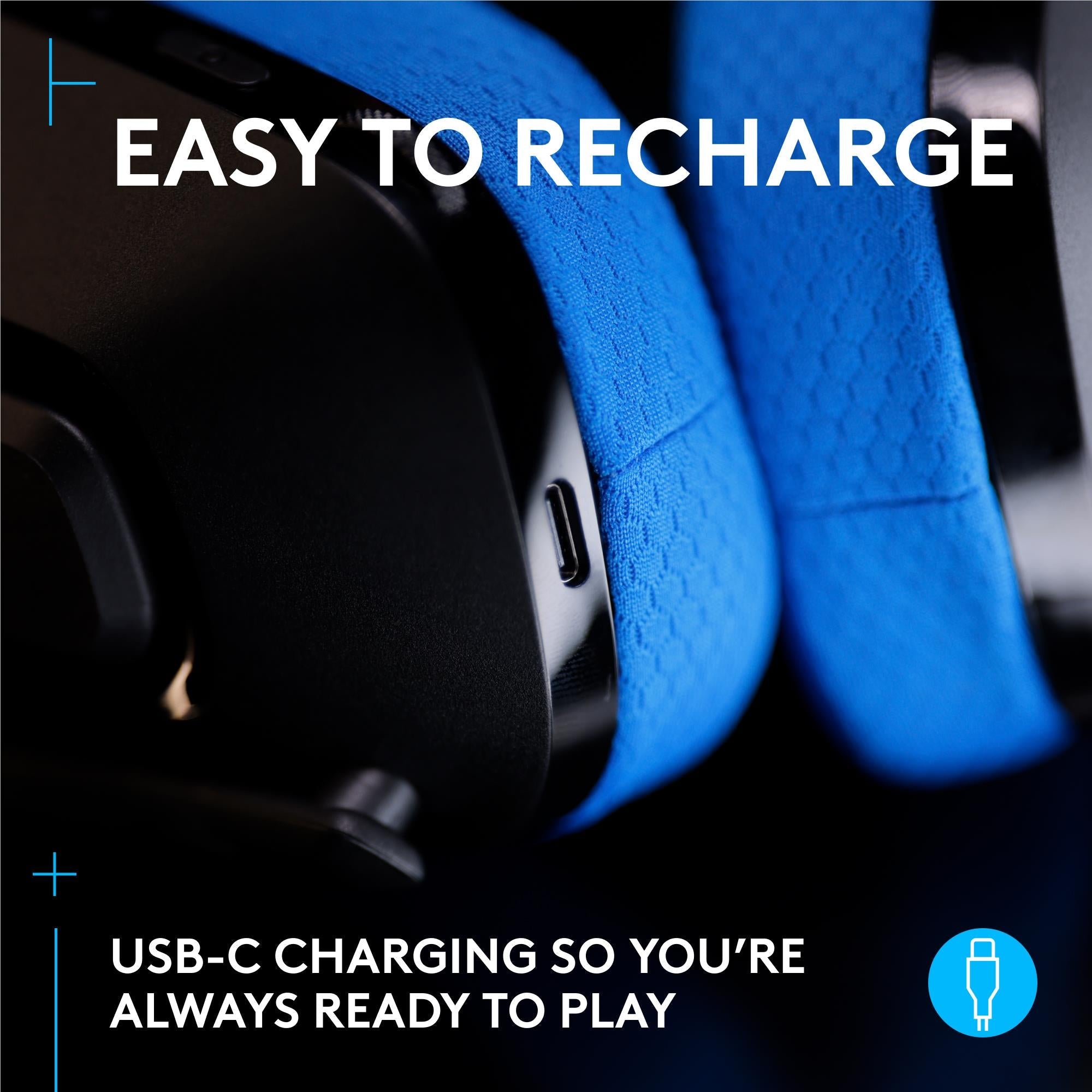Logitech G G535 LIGHTSPEED Wireless Gaming Headset for PlayStation 5 (Black/Blue)