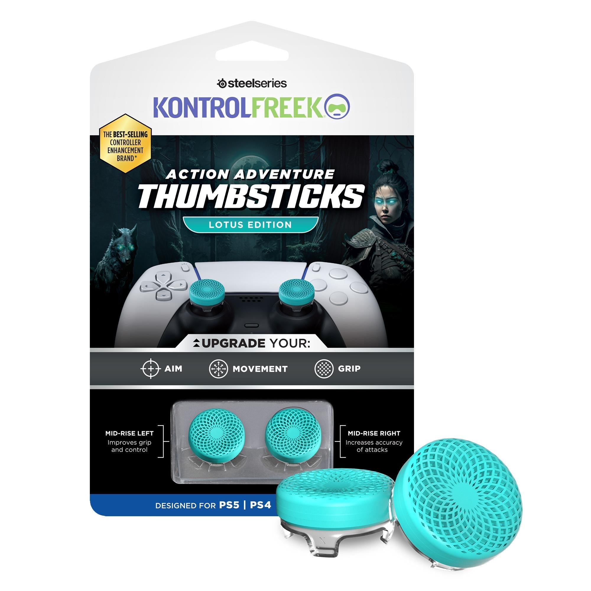KontrolFreak Action Lotus (Teal Blue/Clear) Kit for PlayStation