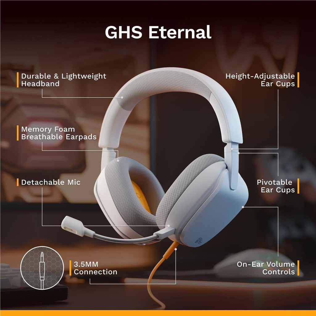 Glorious GHS Eternal Stereo Gaming Headset for PS5, PS4, Xbox, Switch and PC (White)