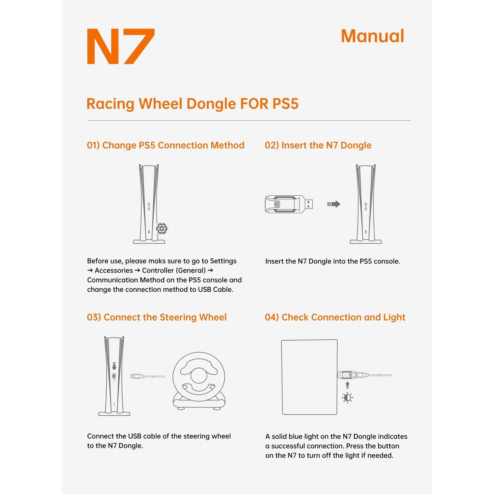 PXN N7 Racing Wheel Wireless Receiver for PS5